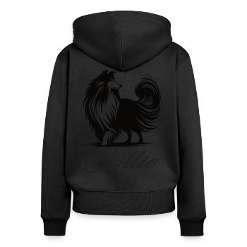 Stylish Collie Design – Elegance on Four Paws - Women's Premium Organic Zip Hoodie - black - Back - Julia (174cm)