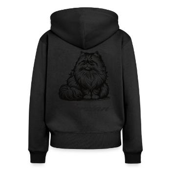 Chat persan design, élégant, moelleux et royal - Sweat à capuche zippé Premium bio Femme - noir - Dos - Julia (174cm)