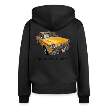 Cabine de taxi en damier jaune classique de New York City - Sweat à capuche zippé Premium bio Femme - noir - Dos - Julia (174cm)