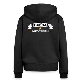 Beste Ehefrau mit Stern - Frauen Premium Bio Zip Hoodie - Schwarz - Hinten - Julia (174cm)