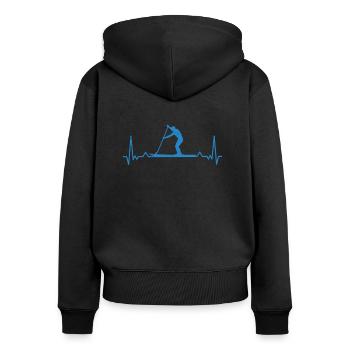 Stand up paddle Herzschlag Stand up paddling - Frauen Premium Bio Zip Hoodie - Schwarz - Hinten - Julia (174cm)