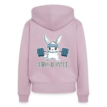 Bun Of Steel, bunny - Women's Premium Organic Zip Hoodie - dusky pink - Back - Julia (174cm)