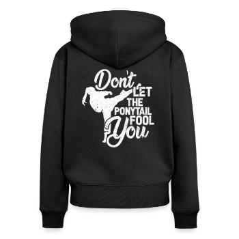 Taekwondo Karaté Judo Jiujitsu Cadeau - Sweat à capuche zippé Premium bio Femme - noir - Dos - Julia (174cm)