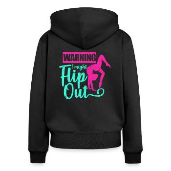 Gymnastik Turnen Turnerin Bodenturnen Geschenk - Frauen Premium Bio Zip Hoodie - Schwarz - Hinten - Julia (174cm)