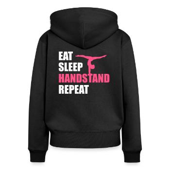 Cadeau Gymnastique Handstand Gymnastique Artistique Gymnastique - Sweat à capuche zippé Premium bio Femme - noir - Dos - Julia (174cm)