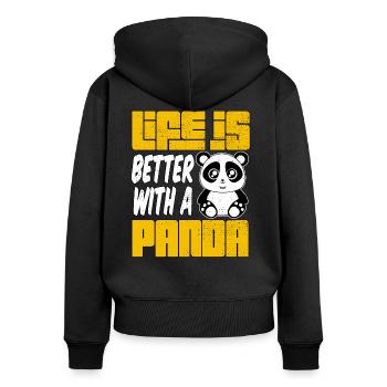 Panda Baby Geschenk Süßes Bärchen zum knuddeln - Frauen Premium Bio Zip Hoodie - Schwarz - Hinten - Julia (174cm)