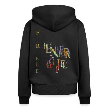 freie Energie Fridays for future bunt Frieden 1 - Frauen Premium Bio Zip Hoodie - Schwarz - Hinten - Julia (174cm)