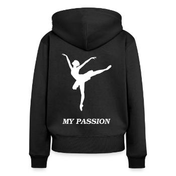 Ballerina / Ballett / Tanz / Leidenschaft - Frauen Premium Bio Zip Hoodie - Schwarz - Hinten - Julia (174cm)