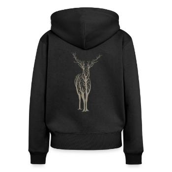 cerf - Sweat à capuche zippé Premium bio Femme - noir - Dos - Julia (174cm)