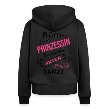 Sekretärin Büroprinzessin Sachbearbeiterin - Frauen Premium Bio Zip Hoodie - Schwarz - Hinten - Julia (174cm)