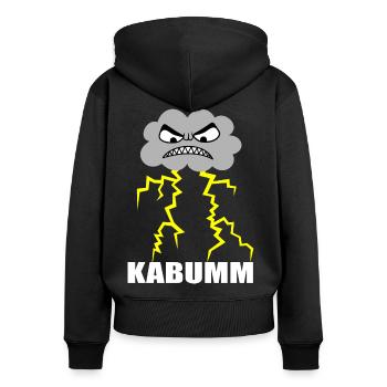 Blitz, Donner, Wetter, Gewitter, Zorn, Wut, Krach - Frauen Premium Bio Zip Hoodie - Schwarz - Hinten - Julia (174cm)