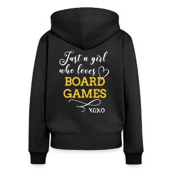 Jeux de société Jeux de société Fille Fille Femme - Sweat à capuche zippé Premium bio Femme - noir - Dos - Julia (174cm)