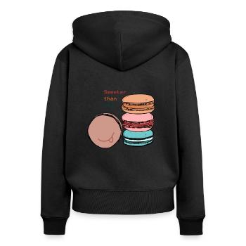 Macaroon - Women's Premium Organic Zip Hoodie - black - Back - Julia (174cm)