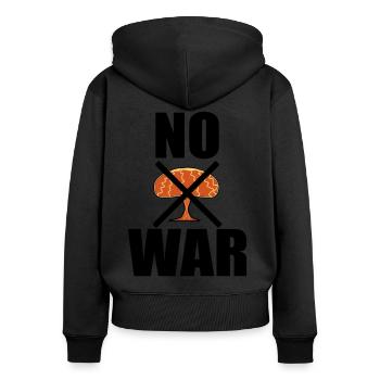Frieden Kein Krieg No War - Frauen Premium Bio Zip Hoodie - Schwarz - Hinten - Julia (174cm)