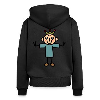 Little King Prince Son Child Brother Boy Bub - Women's Premium Organic Zip Hoodie - black - Back - Julia (174cm)