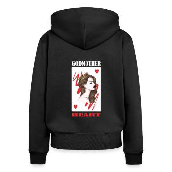 Godmother Aunt Godmother Baptismal Godchild - Women's Premium Organic Zip Hoodie - black - Back - Julia (174cm)