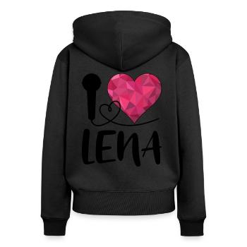 I Love Lena Ich liebe Lena - Frauen Premium Bio Zip Hoodie - Schwarz - Hinten - Julia (174cm)