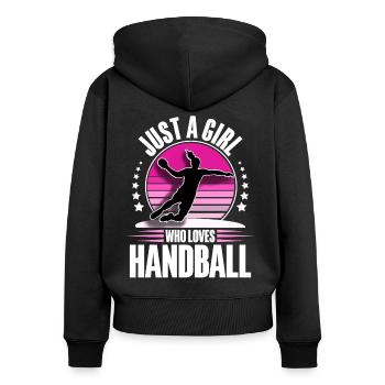 Handball Handball Joueur de handball féminin - Sweat à capuche zippé Premium bio Femme - noir - Dos - Julia (174cm)