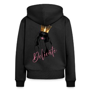 Delicate Woman - Women's Premium Organic Zip Hoodie - black - Back - Julia (174cm)