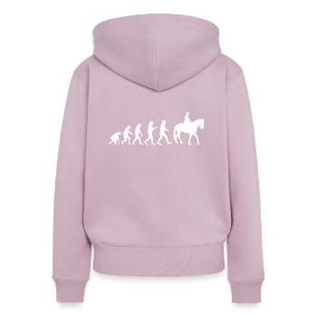 Reiten - Frauen Premium Bio Zip Hoodie - Altrosa - Hinten - Julia (174cm)
