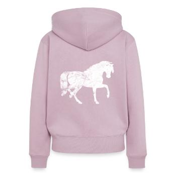 Pony - Frauen Premium Bio Zip Hoodie - Altrosa - Hinten - Julia (174cm)