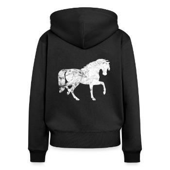 pony - Women's Premium Organic Zip Hoodie - black - Back - Julia (174cm)