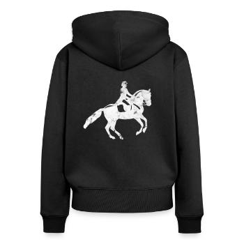 Équitation cheval - Sweat à capuche zippé Premium bio Femme - noir - Dos - Julia (174cm)