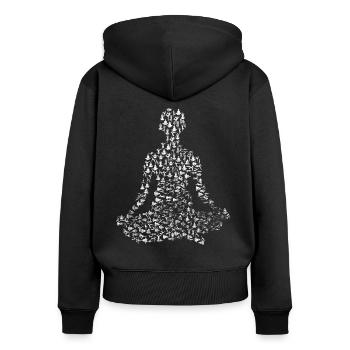 Meditation - Frauen Premium Bio Zip Hoodie - Schwarz - Hinten - Julia (174cm)
