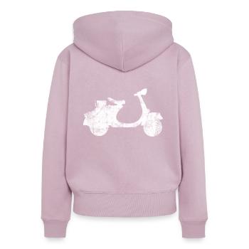 Roller - Frauen Premium Bio Zip Hoodie - Altrosa - Hinten - Julia (174cm)