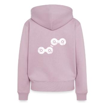 Chaîne de bicyclette - Sweat à capuche zippé Premium bio Femme - rose poudré - Dos - Julia (174cm)