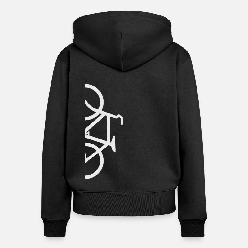 Ciclista su strada Ciclista su strada Sport per il tempo libero - Felpa con cappuccio con zip ecologica premium da donna - nero