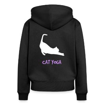 Chat amoureux de la gueule de bois animal de compagnie drôle - Sweat à capuche zippé Premium bio Femme - noir - Dos - Julia (174cm)