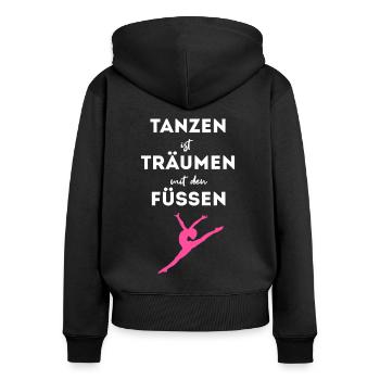 Soirée dansante disco - Sweat à capuche zippé Premium bio Femme - noir - Dos - Julia (174cm)