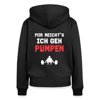 Fitness - Frauen Premium Bio Zip Hoodie - Schwarz - Hinten - Julia (174cm)