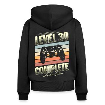 30. Geburtstag Level 30 Complete Limited Edition - Frauen Premium Bio Zip Hoodie - Schwarz - Hinten - Julia (174cm)