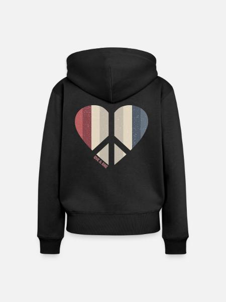 Peace Heart (Love-Two-Edition) - Frauen Premium Bio Zip Hoodie - Schwarz