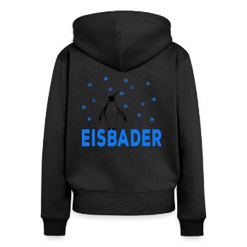 Eisbader Eis schwimmer Kältebad Eisbaden Winterbad - Frauen Premium Bio Zip Hoodie - Schwarz - Hinten - Julia (174cm)