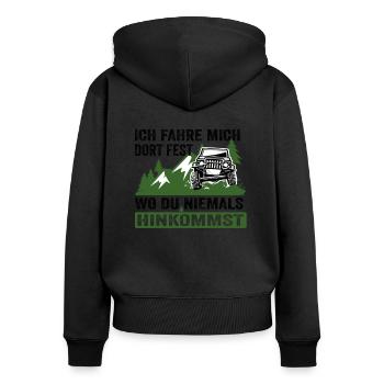 Geländewagen Offroad Jeep 4x4 Reisefahrzeug - Frauen Premium Bio Zip Hoodie - Schwarz - Hinten - Julia (174cm)