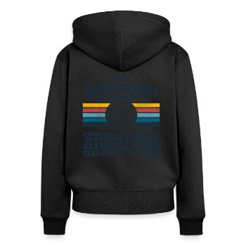 ZUM MARATHON GEBOREN - LAUFEN MARATHONLÄUFER - Frauen Premium Bio Zip Hoodie - Schwarz - Hinten - Julia (174cm)