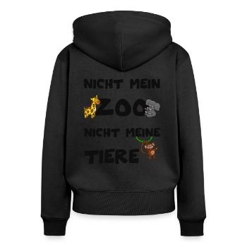 Nicht mein Zoo nicht meine Tiere - lustiger Spruch - Frauen Premium Bio Zip Hoodie - Schwarz - Hinten - Julia (174cm)