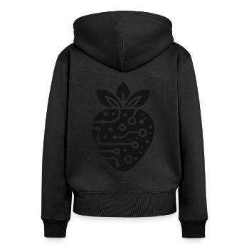 Planche à souder à la fraise - pour les amateurs de fruits et de circuits imprimés - Sweat à capuche zippé Premium bio Femme - noir - Dos - Julia (174cm)