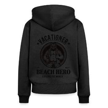 Ulauber and Strand Hero - explore the world - Women's Premium Organic Zip Hoodie - black - Back - Julia (174cm)