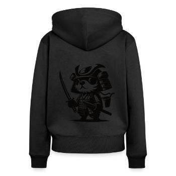 Cute Samurai Dog Design - Women's Premium Organic Zip Hoodie - black - Back - Julia (174cm)