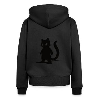Schwarzer Kater - Silhouetten-Design - Frauen Premium Bio Zip Hoodie - Schwarz - Hinten - Julia (174cm)