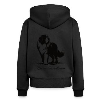 Bernhardiner Design – Sanfter Riese aus den Alpen - Frauen Premium Bio Zip Hoodie - Schwarz - Hinten - Julia (174cm)