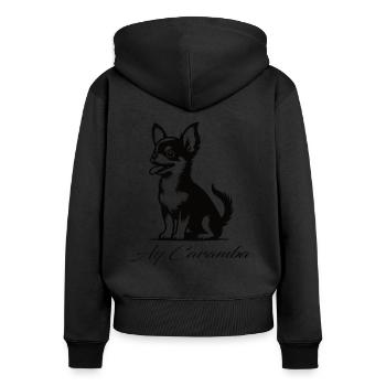 Design Chihuahua - Mignon et effronté - Sweat à capuche zippé Premium bio Femme - noir - Dos - Julia (174cm)