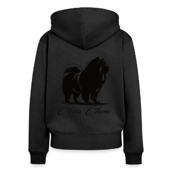 Chow Chow Design – Majestätisch und Stolz - Frauen Premium Bio Zip Hoodie - Schwarz - Hinten - Julia (174cm)