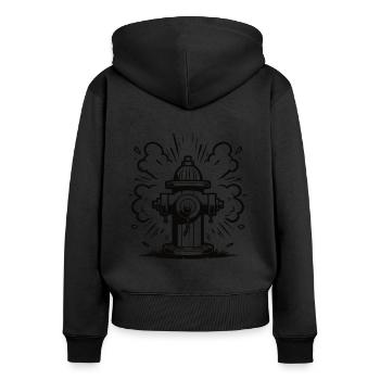Borne d’incendie rétro - Conception classique de la bouche d’incendie - Sweat à capuche zippé Premium bio Femme - noir - Dos - Julia (174cm)