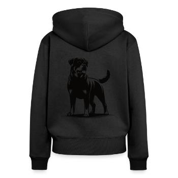 Rottweiler Design – Pour les vrais amoureux des chiens - Sweat à capuche zippé Premium bio Femme - noir - Dos - Julia (174cm)