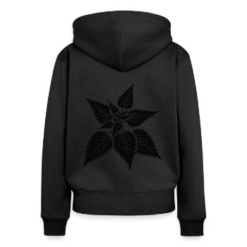 Conception simple de l’ortie – Wild & Healing - Sweat à capuche zippé Premium bio Femme - noir - Dos - Julia (174cm)